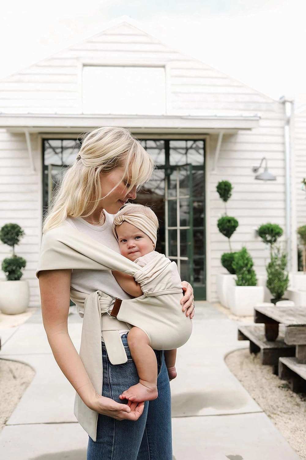 Lalabu The Simple Wrap Baby Wraps Carrier - Stylish Baby Sling Carrier for Newborns & Toddlers 13-28 lbs. Safety Tested, Easy-to-Use, Ergonomic, & Comfortable - Natural