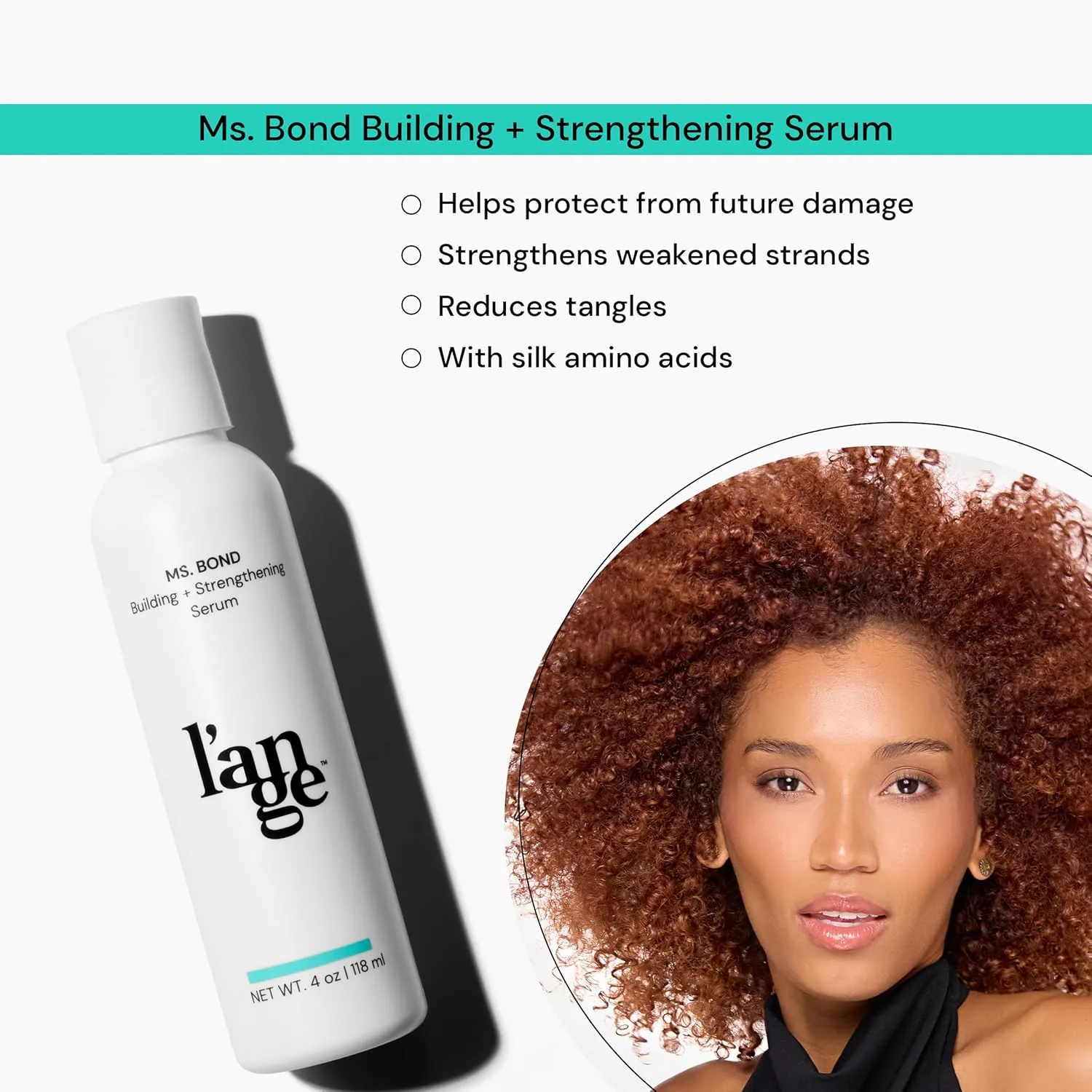 L'ANGE HAIR Ms. Bond Building   Strengthening Hair Serum | Restores Bonds | Intensive Treatment for Breakage Recovery | Mask for Smooth Finish | Moisturizing Formula | 4 fl oz Bottle