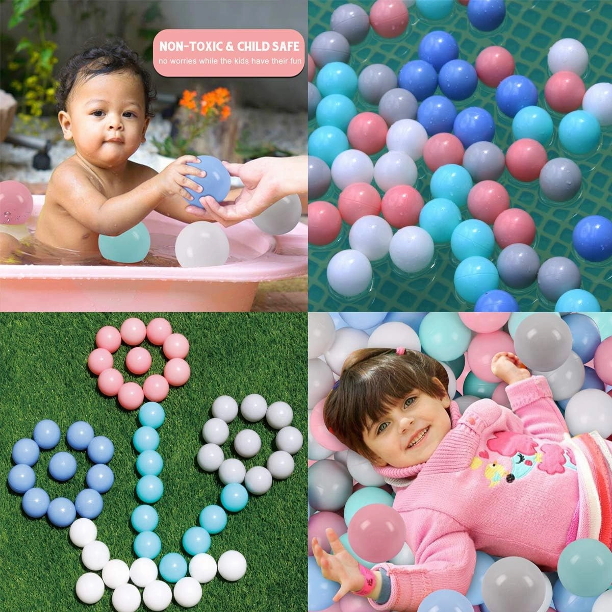 LANGXUN 50pcs 100pcs 200pcs Soft Plastic Ball Pit Balls for Kids, Gift for Baby Toddler Birthday Christmas, Ball Pit Play Tent, Baby Pool Water Toys, Kiddie Pool, Party Decoration