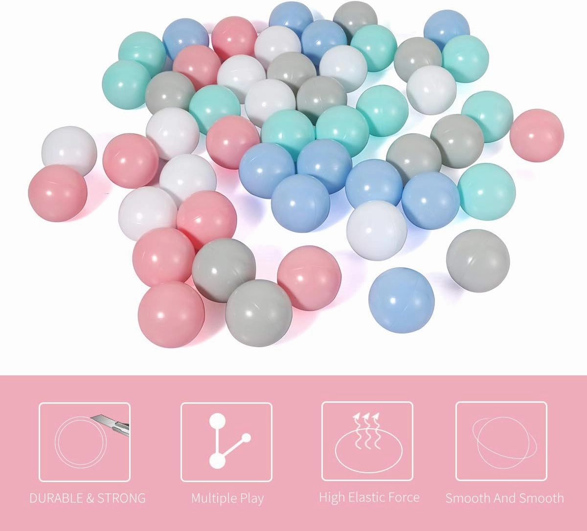 LANGXUN 50pcs 100pcs 200pcs Soft Plastic Ball Pit Balls for Kids, Gift for Baby Toddler Birthday Christmas, Ball Pit Play Tent, Baby Pool Water Toys, Kiddie Pool, Party Decoration