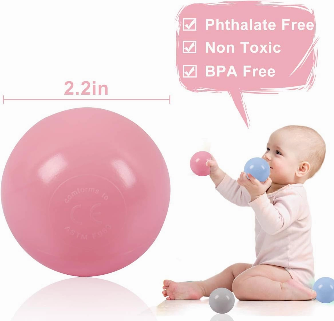 LANGXUN 50pcs 100pcs 200pcs Soft Plastic Ball Pit Balls for Kids, Gift for Baby Toddler Birthday Christmas, Ball Pit Play Tent, Baby Pool Water Toys, Kiddie Pool, Party Decoration