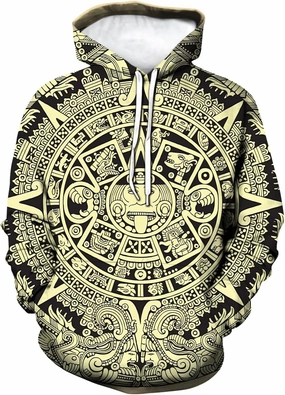 LAOLIUSN Men's Aztec Hoodie with Mayan Totems Design Mexican Themed Printed Sweatshirt