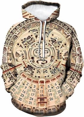 LAOLIUSN Men's Aztec Hoodie with Mayan Totems Design Mexican Themed Printed Sweatshirt