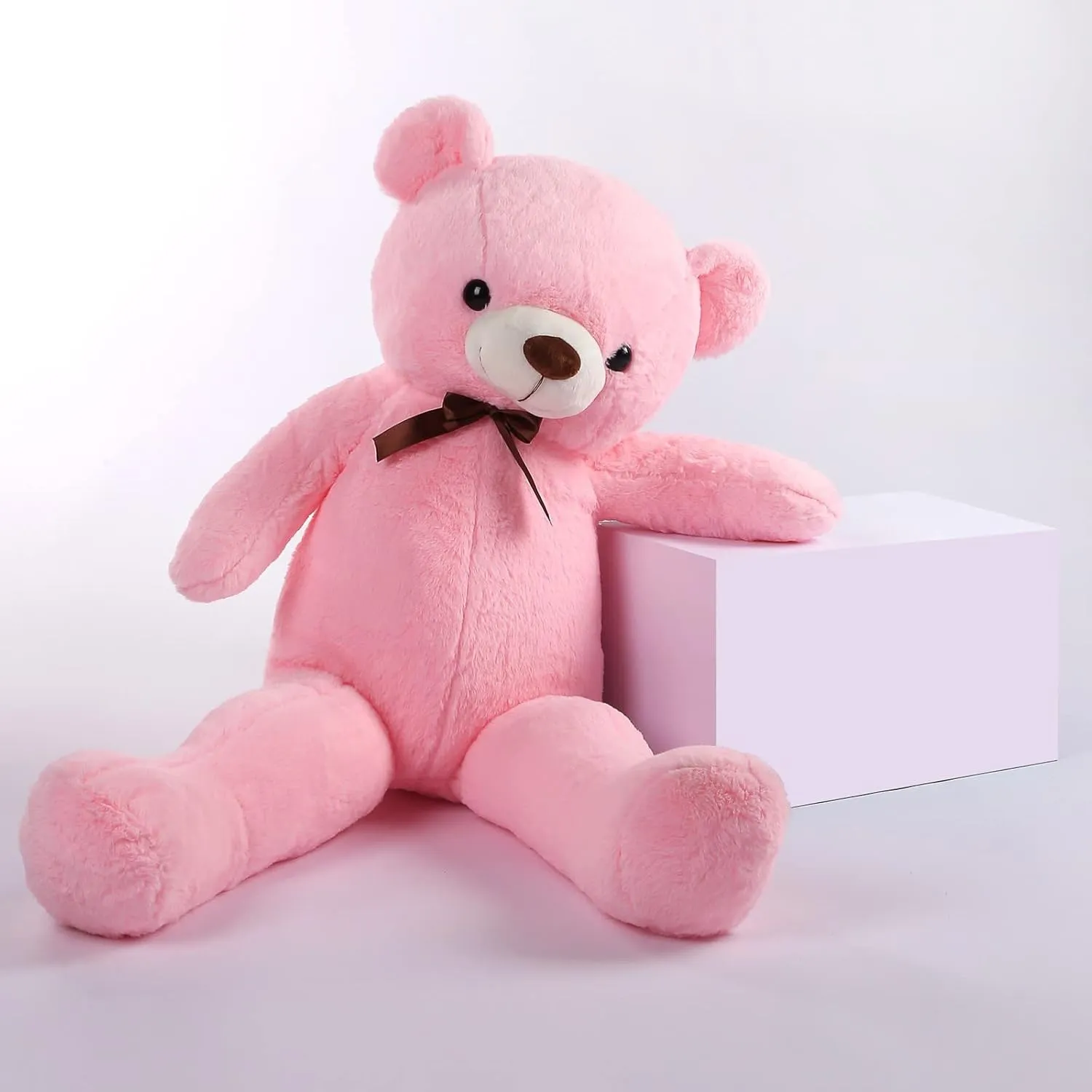 Large 3.3 FT Pink Teddy Bear Stuffed Animals Plush Teddy Bear Toy with Bow Tie