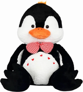 Large Penguin Stuffed Animal with Bow Tie & Heart Pattern, Giant Stuffed Animal Penguin Plush Toy for Girlfriend Gift, Kids, and Cozy Home Decor