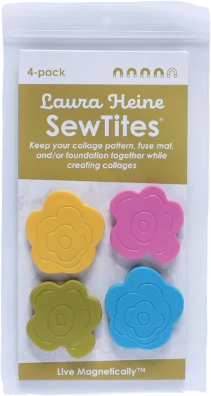 Laura Heine SewTites Magnetic Sewing Pins - Set of 4 Flower Shaped Sewing Magnets to Replace Straight Pins & Fabric Clips