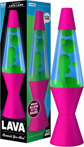 LAVA The Original Lamp - 14.5" Neon Pink - Classic Liquid Motion Lamp - Green/Yellow and Blue Liquid - Item #2383 (Amazon Exclusive)