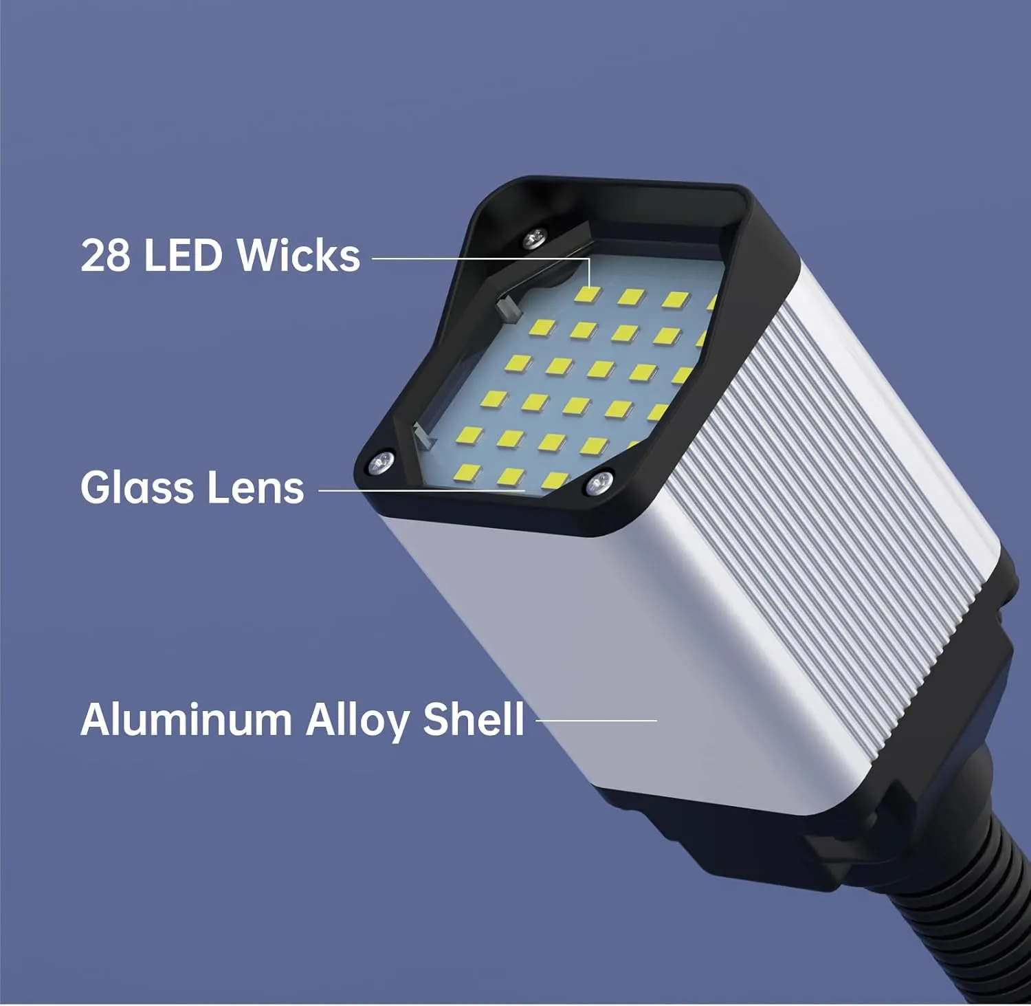 LED lathe Work Light, 20in Flexible GooseneckLamp with 28LEDs, 1200 Lumen Machine Light for Lathe CNc Milling Drill Press Sewing Machine Industrial Lighting, 120V(Base with 4screw holes)
