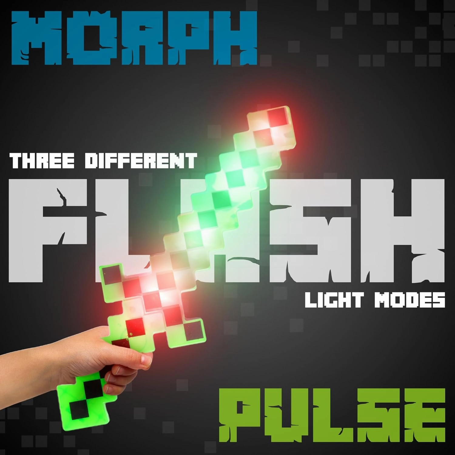 LED 18" Light Up Pixel 8-Bit Toy Sword for Kids