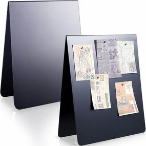 Leinuosen 12 x 10 Inch Magnetic Bulletin Board Dry Erase Memo Board Freestanding Metal Easel for Magnet Display for Tabletop Desktop Home Office Decors(2 Pcs)