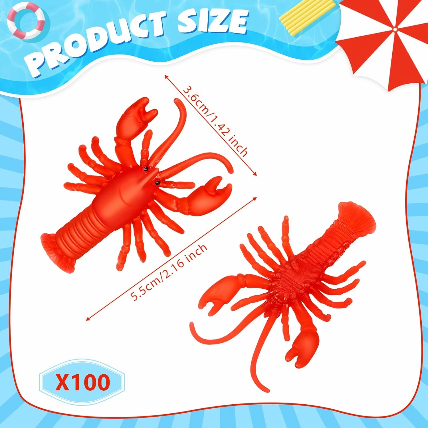 Lewtemi 100 Pcs Mini Fake Lobster Toys Decorations Red Rubber Realistic Soft Decors Food Models for Crawfish Boil Party Supplies, Crafting Favor, Pendants, Early Education Classroom Prize Photo Props