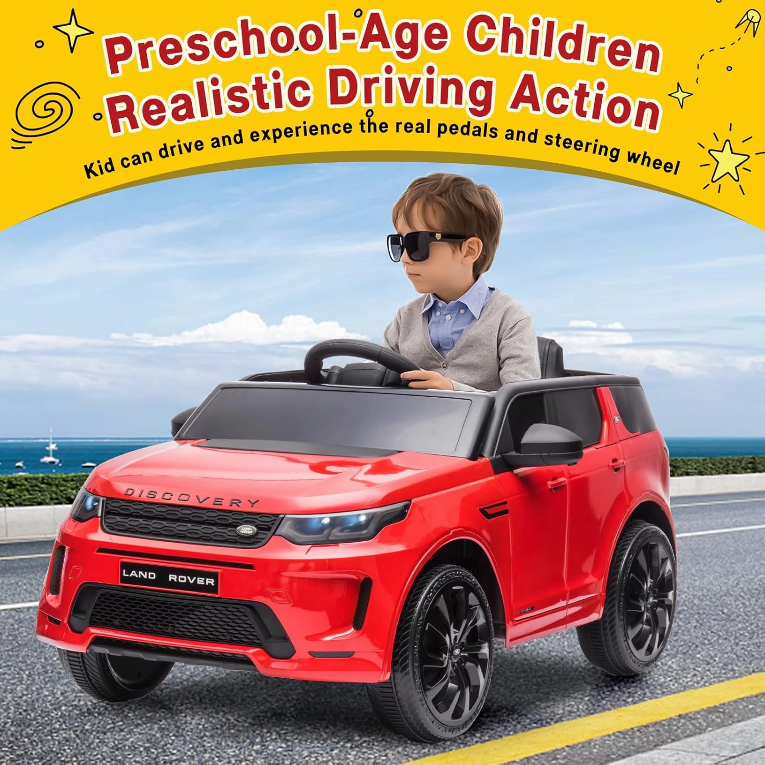 Licensed Land Rover Kids Electric Car, 12V Ride On Toy for Kids 3-8, Electric Car with Parent Remote Control, Music Player, Mp3 Player, Led