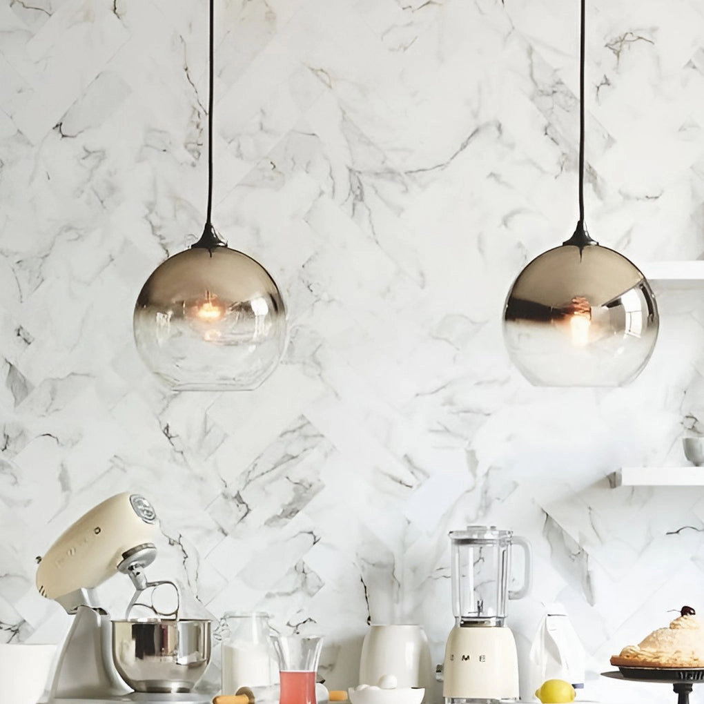 Light Master - Modern Globe Design Glass Pendant Lamp with LED Lighting for Kitchen and Dining Room