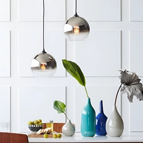 Light Master - Modern Globe Design Glass Pendant Lamp with LED Lighting for Kitchen and Dining Room