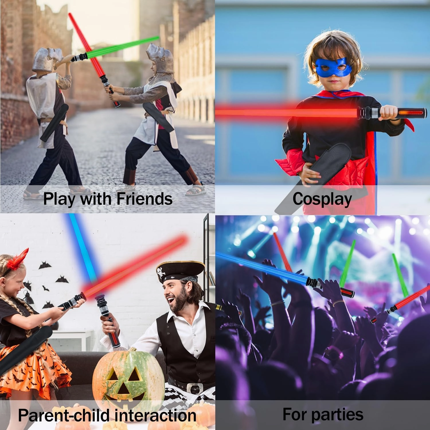 Light Up Saber for Kids, Red Light Swords with FX Sound, Expandable Light Swords Set for Galaxy War Fighter Warriors Halloween Dress Up Parties (with Belt Clip)