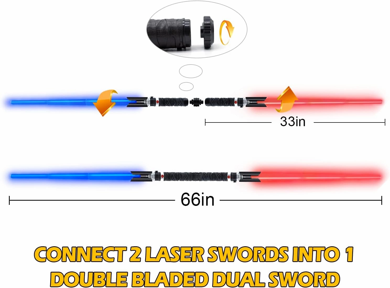 Light Up Sabers for Kids, 2-in-1 Dual Light Swords with FX Sound, Expandable Light Swords Set for Galaxy War Fighter Warriors, Halloween Dress Up Parties