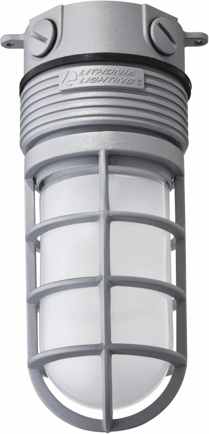 Lithonia Lighting OLVTCM M6 LED Ceiling Mount LED Vapor Light, 4000k,15 watts, 600 Lumens, 120 volts, Gray