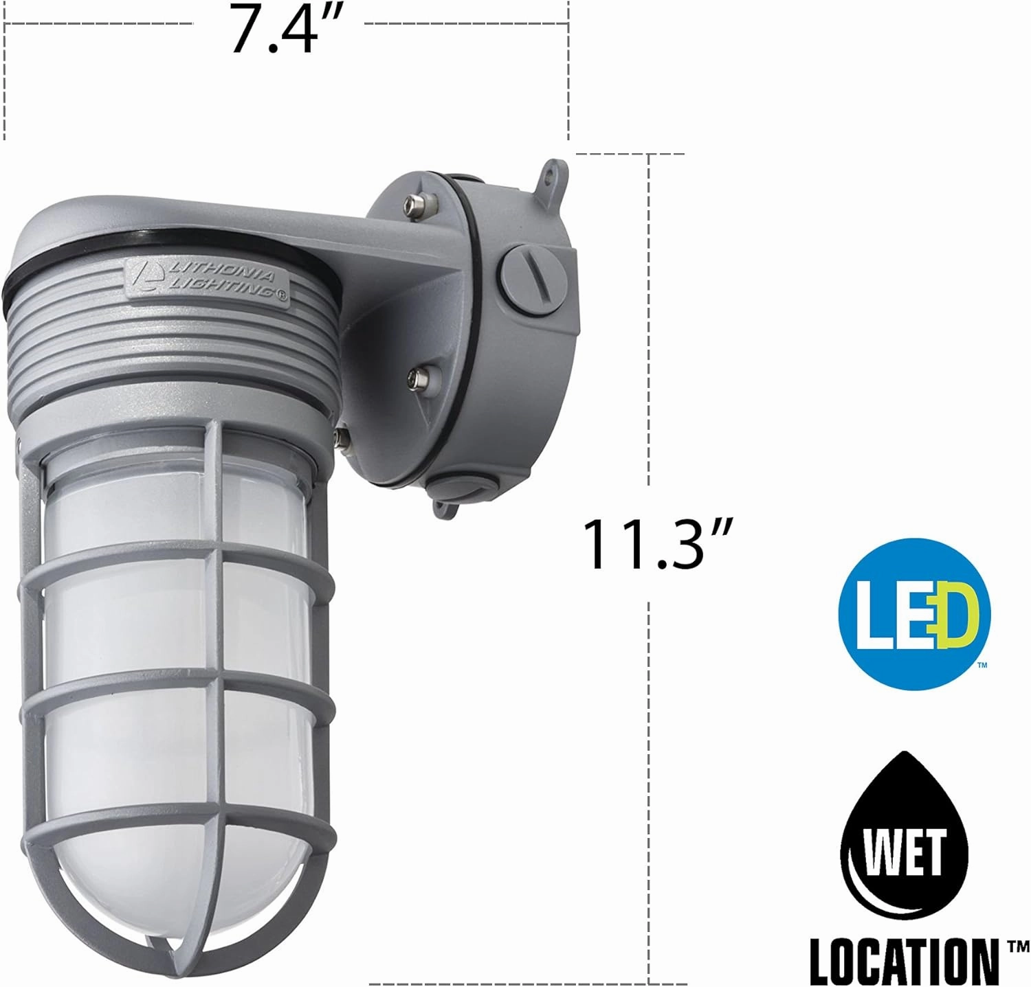 Lithonia Lighting OLVTWM M6 Wall Mount LED Vapor Tight, 600 lumens, 4000K, 15 Watts, 120 volts, Gray