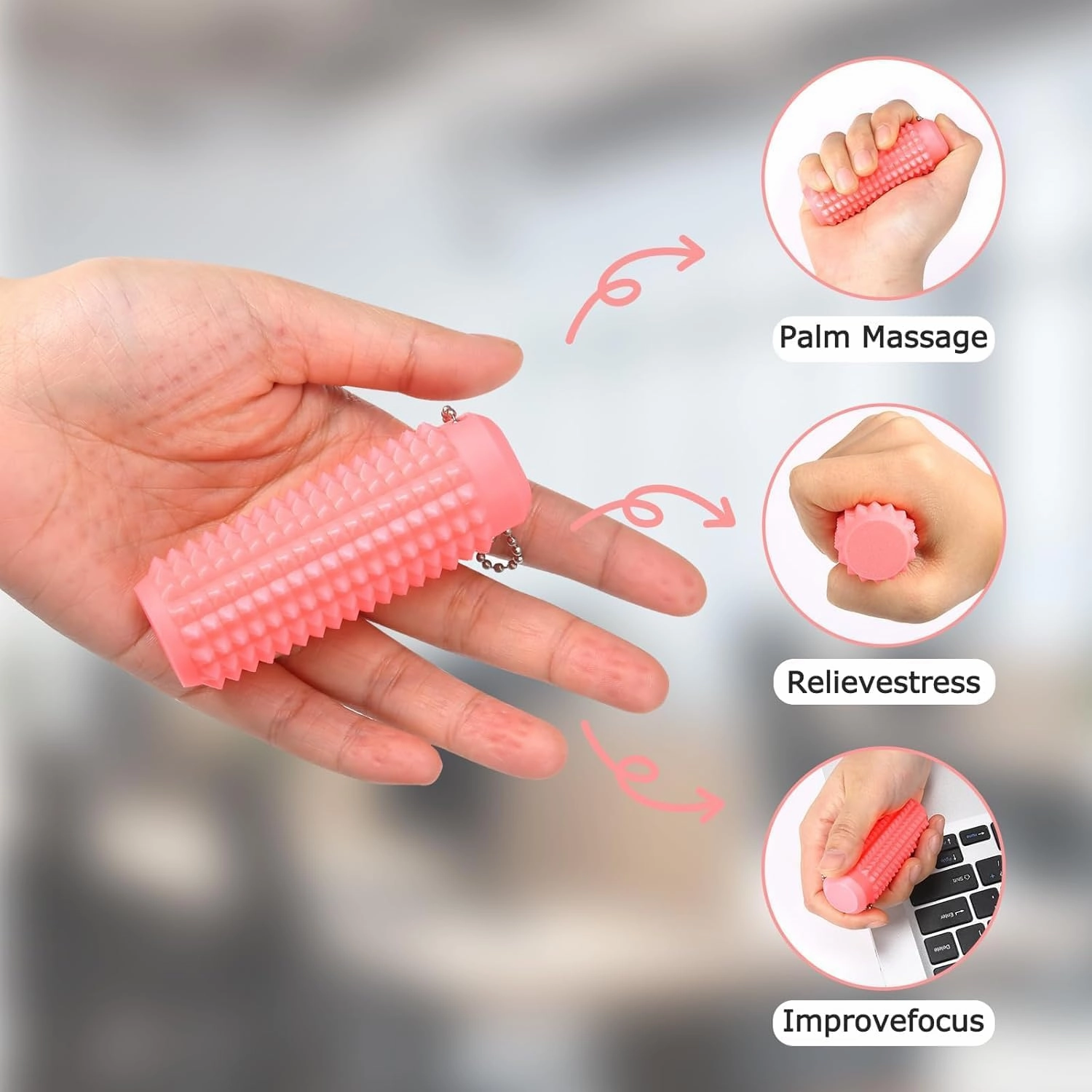 Little Ouchies Pain Fidget (4PCS), Pain Stim Fidget Toy for Adults & Teens, 3D Printed Spiky Grippie Stim Keychain, Sensory Toy for Stress Relief & Focus, Office Workers Novelty Gifts for Men (Multi)