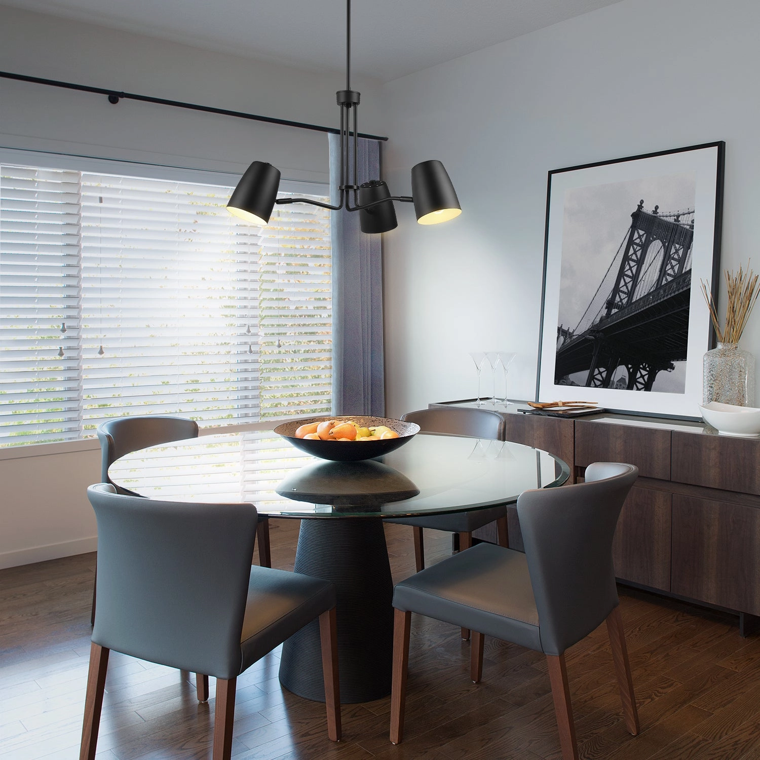 Logan 3-Light Matte Black Chandelier