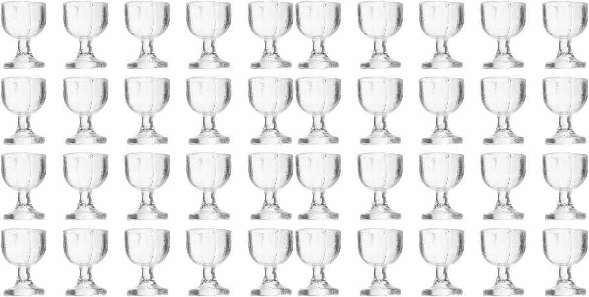 LOGOFUN 40 Pcs Dollhouse Miniature Wine Glasses 1:12 Scale Drink Cups Round Bottom Glasses Kitchen Accessories Decorations