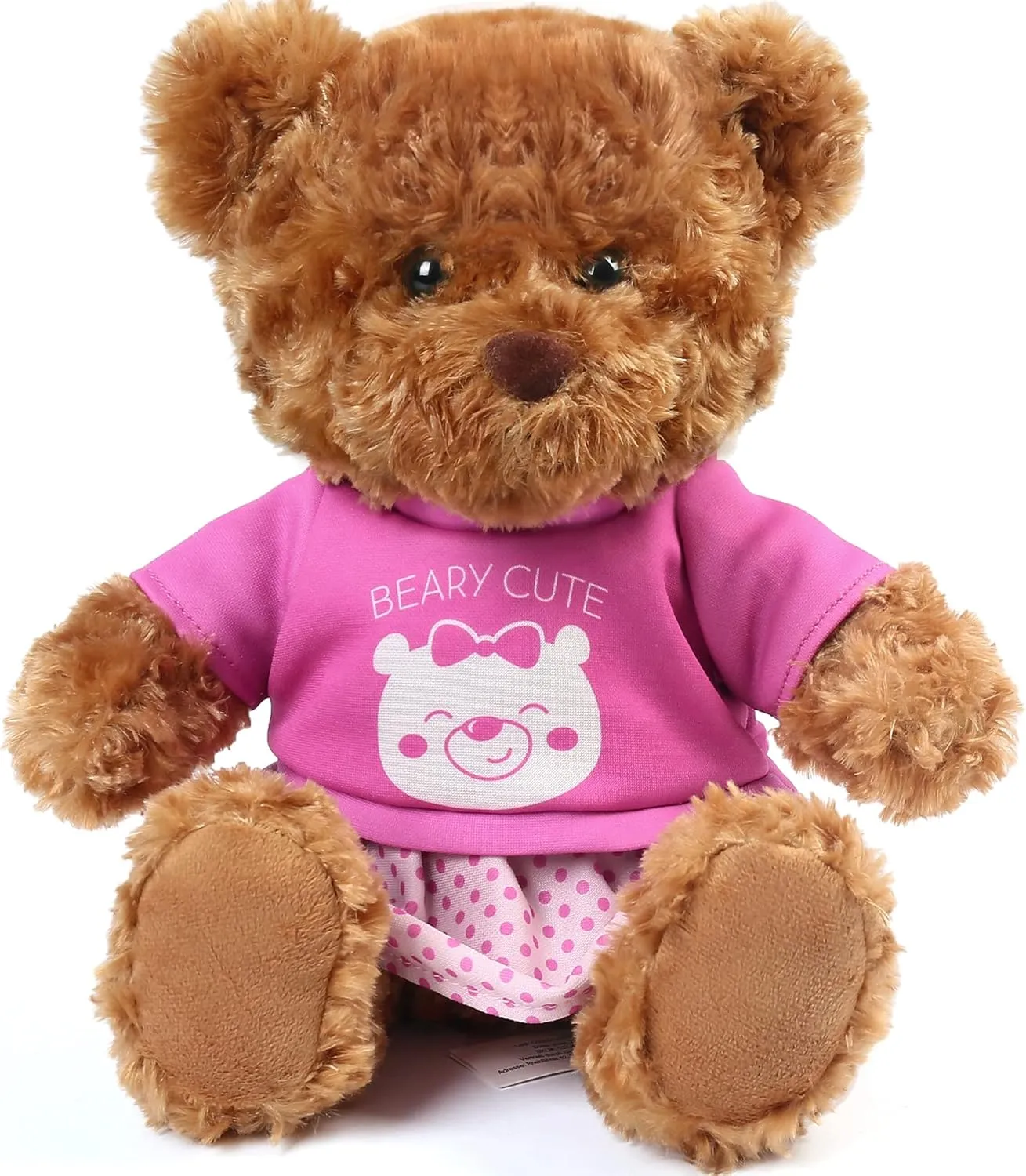 LotFancy Teddy Bear Stuffed Animal, with Removable Clothes, 10 inch Cute Baby Girl Bear Plush, with T-Shirt and Dress, Baby Shower Decoration, Easter Gift Plushies