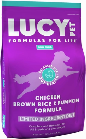 Lucy Pet Products Lucy Pet Formulas for Life - Limited Ingredient Diet Dry Dog Food, All Breeds & Life Stages - Chicken, Brown Rice & Pumpkin