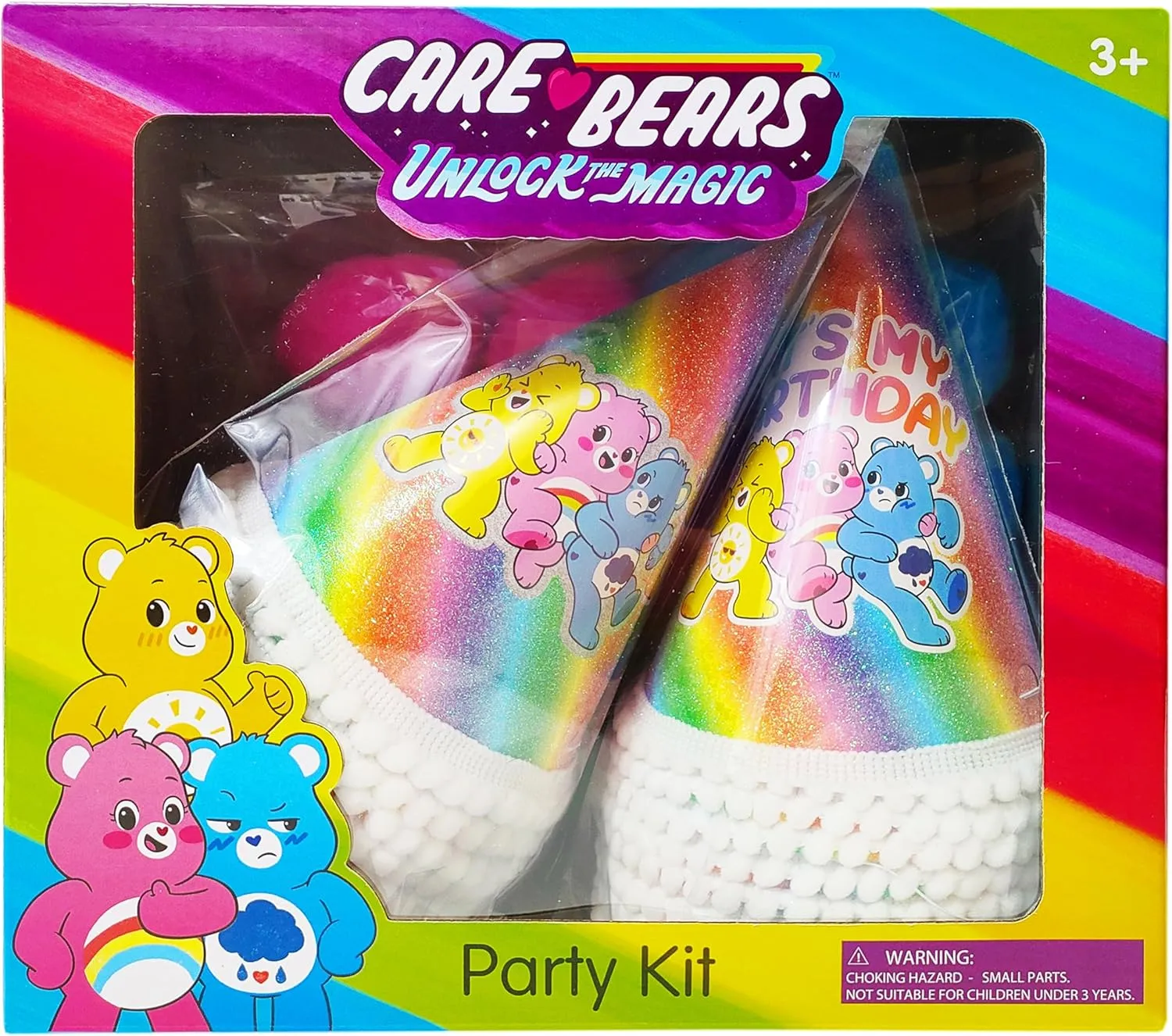 LUV HER Care Bears Birthday Decorations 31pc Room Decorations Original Care Bears Party Supplies: Party Hats Birthday Banners Balloons Rainbow Party Favor Baby Shower Gender Reveal Decor 3 