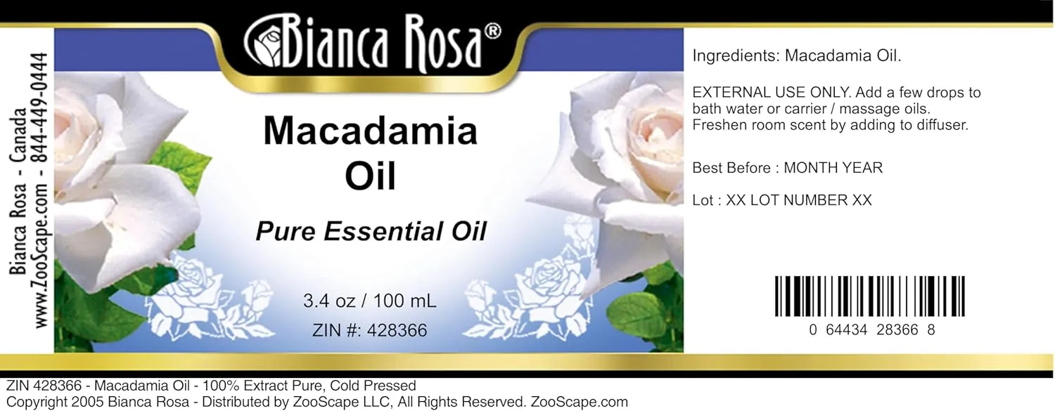 Macadamia Oil - 100% Pure, Cold Pressed (3.40 fl oz, ZIN: 428366) - 2 Pack