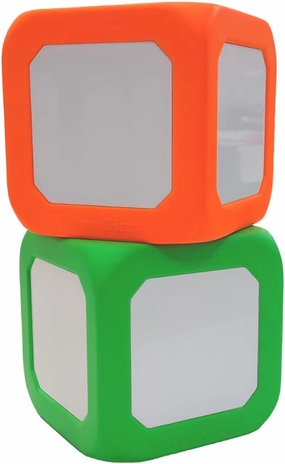 Macro Giant 5 Inch Foam Dry Erase Block, Set of 2, Neon Orange, Neon Green, White Boards, Teaching Learning Aid Tool, Kid Toy