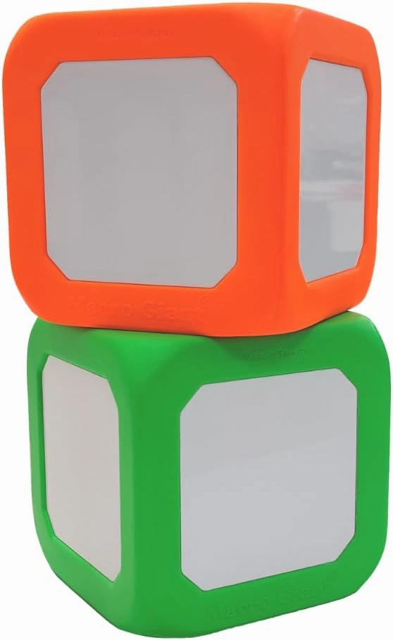 Macro Giant 5 Inch Foam Dry Erase Block, Set of 2, Neon Orange, Neon Green, White Boards, Teaching Learning Aid Tool, Kid Toy