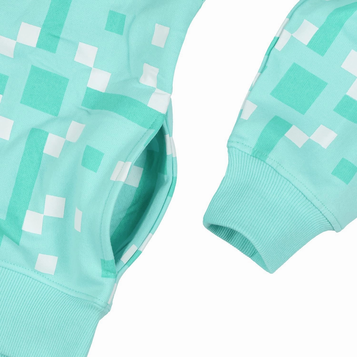Mad Engine Minecraft Boys' Diamond Steve Allover Pixelated Design Big Kids Full-Zip Hoodie Rubber Sword Zipper Pull