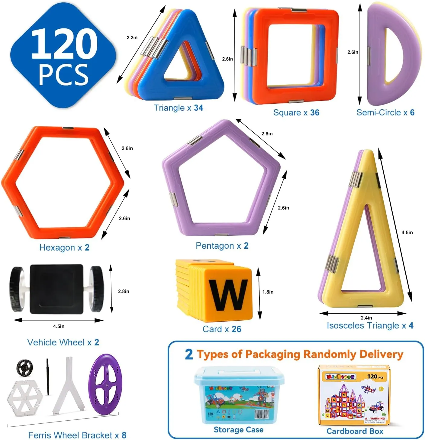 MAGBLOCK Magnetic Building Toys Set 120 Pcs Gift for 3 Year Old Boys and Girls, Magnet Learning Toys for Toddler Games with Wheels Building Blocks for Kids