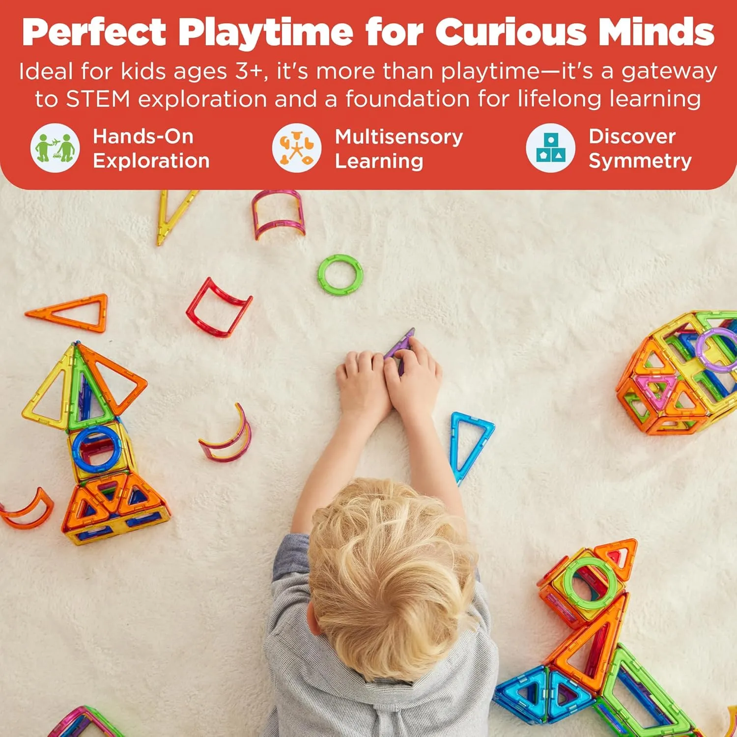MAGFORMERS Diamond 12 Pieces Rainbow Colors, Educational Magnetic Geometric Shapes Tiles Building STEM Toy Set Ages 3 