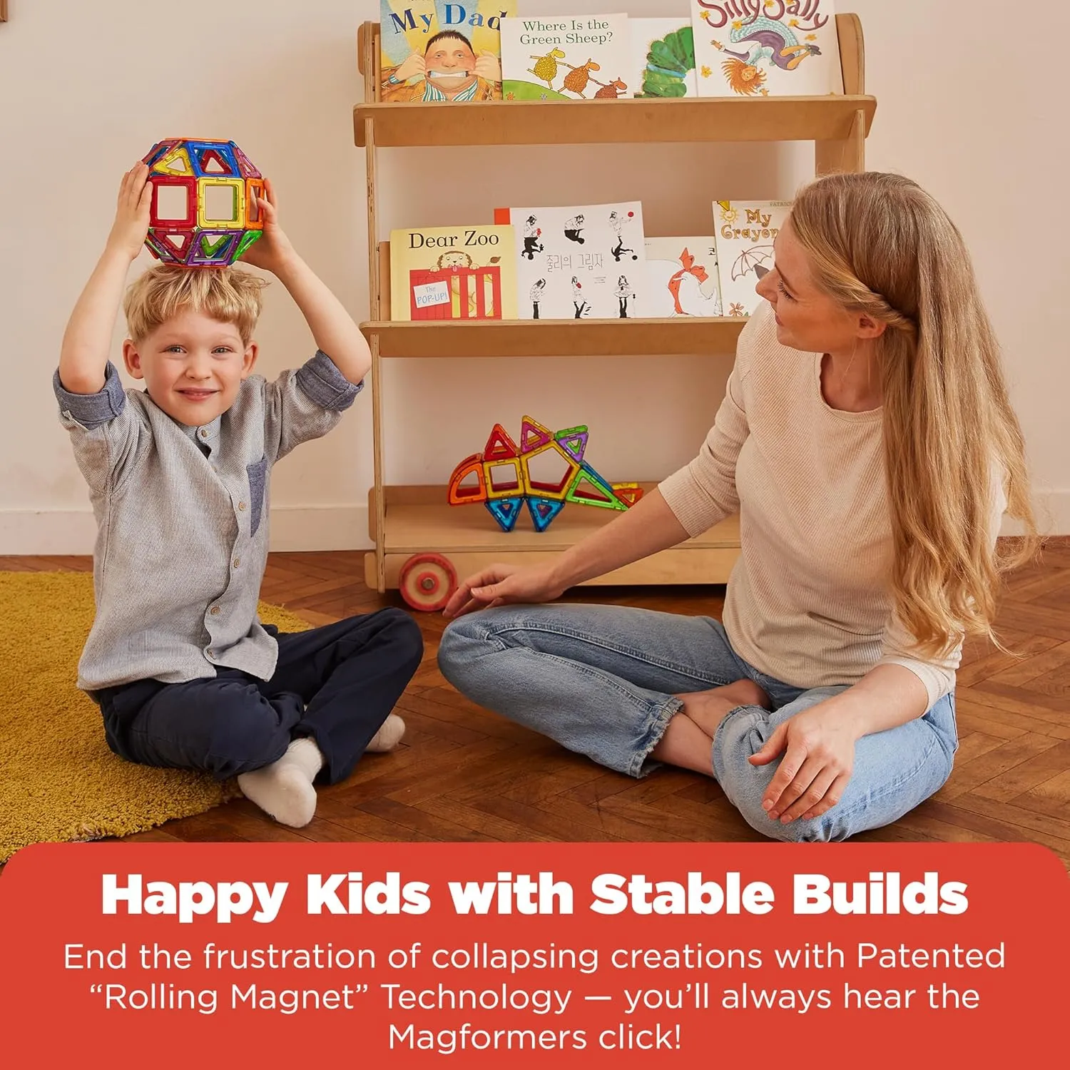 MAGFORMERS Rectangle 12 Pieces Rainbow Colors, Educational Magnetic Geometric Shapes Tiles Building STEM Toy Set Ages 3 
