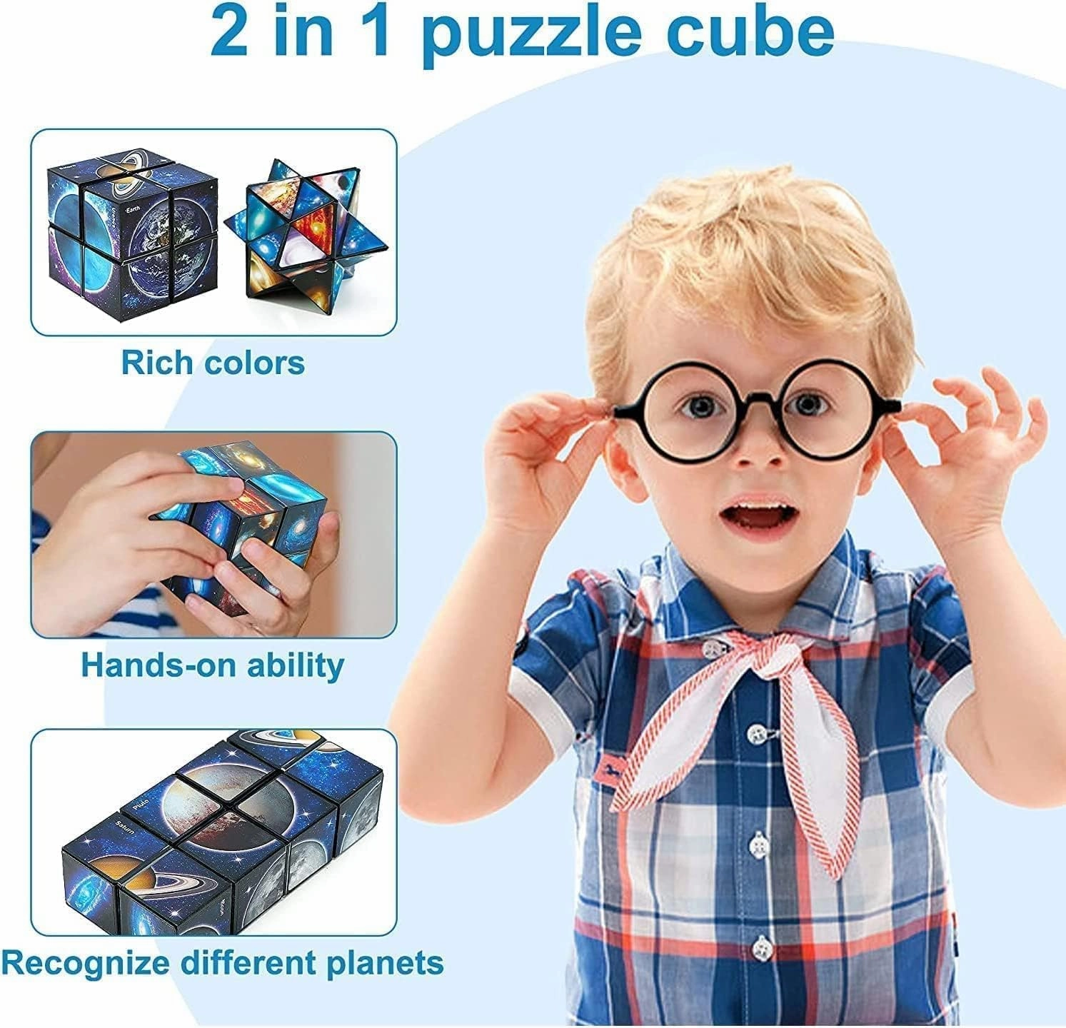 Magic Cube 2 in 1 Star Cube Magic Cube Set Star Sky Planet Infinity Cube Set 3D Starry Magic Puzzle Cube for 2 Happy Kids and Mum Fun Your Life