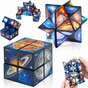 Magic Cube 2 in 1 Star Cube Magic Cube Set Star Sky Planet Infinity Cube Set 3D Starry Magic Puzzle Cube for 2 Happy Kids and Mum Fun Your Life