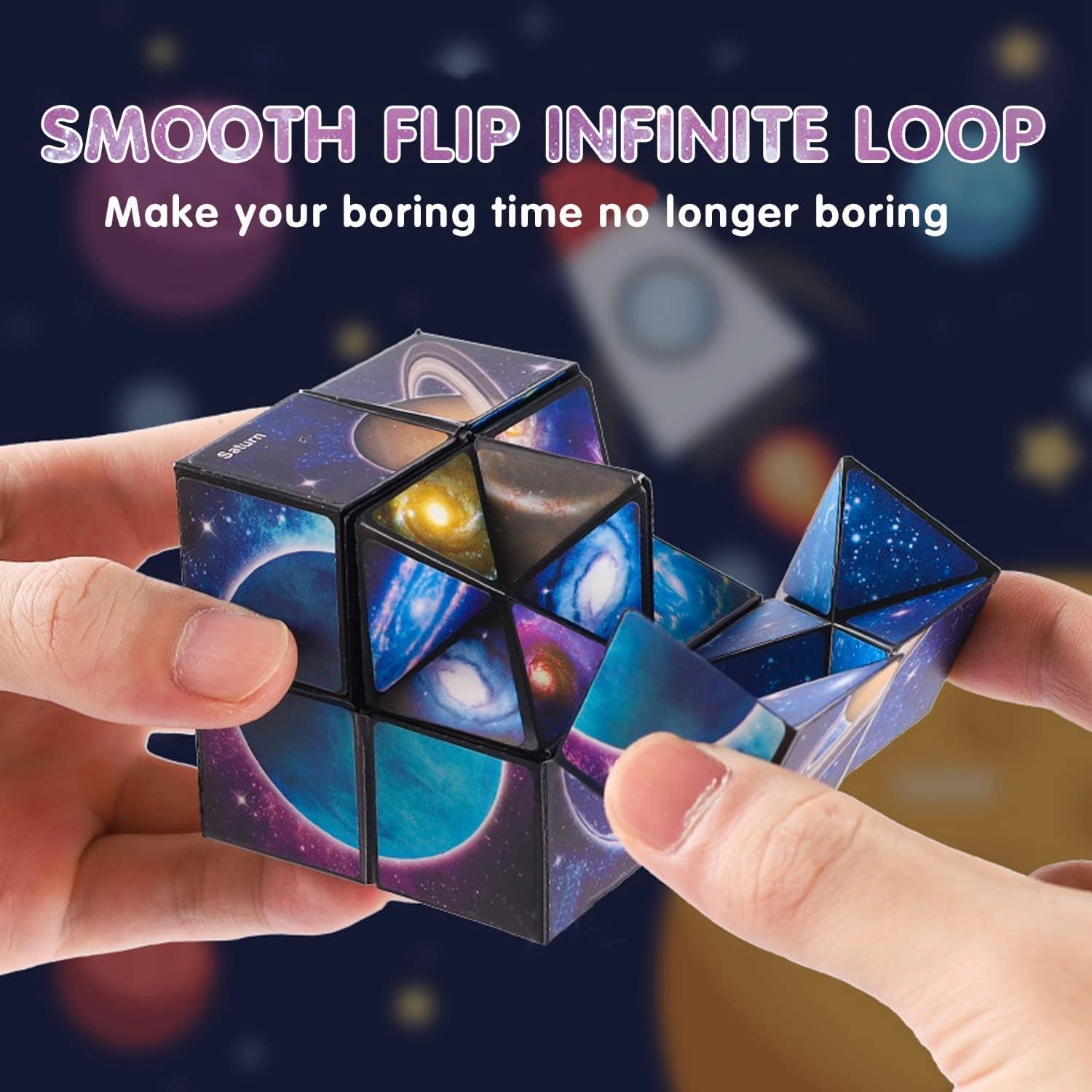 Magic Cube 2 in 1 Star Cube Magic Cube Set Star Sky Planet Infinity Cube Set 3D Starry Magic Puzzle Cube for 2 Happy Kids and Mum Fun Your Life