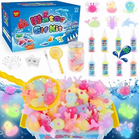 Magic Water Elf Toy Kit, Aqua Fairy Water Gel Kit, Magic Water Elf, Aqua Fairy, Glow in The Dark Magic Water Elf with 8 Glow Colors Gels and 6 Sea Creature Molds, Arts & Crafts DIY Toy for Kids