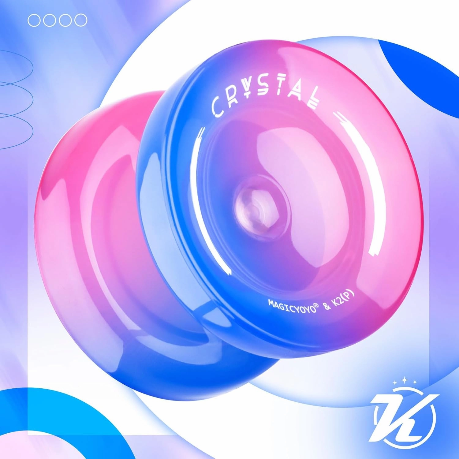 MAGICYOYO K2 Crystal Yoyo for Kids Beginners, Responsive Yoyo with Unresponsive YoYo Bearing for Replacement, Plastic Yoyo Professional with 12 Yoyo Strings, Yo Yo Case, Yo-Yo Accessory Set-Blue Pink
