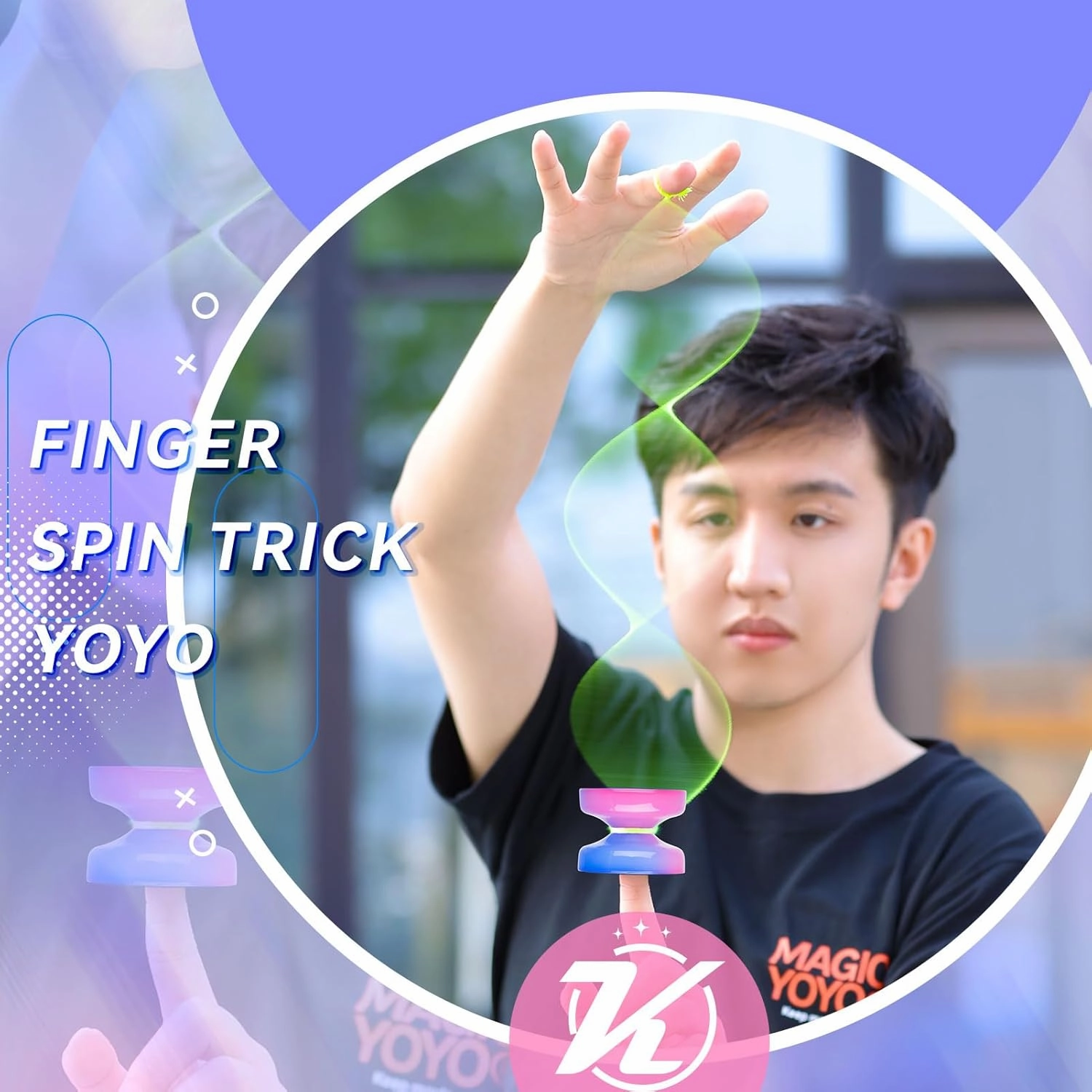 MAGICYOYO K2 Crystal Yoyo for Kids Beginners, Responsive Yoyo with Unresponsive YoYo Bearing for Replacement, Plastic Yoyo Professional with 12 Yoyo Strings, Yo Yo Case, Yo-Yo Accessory Set-Blue Pink