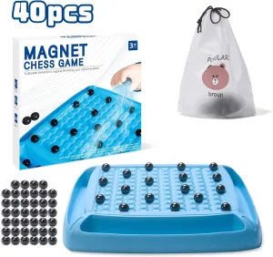 Magnet Game, Magnetic Game Fun Family Board Games for Kids and Adults, Magnet Chess Game with 40Pcs Stones, Table Top Magnetic Board Games, 2-4 Players