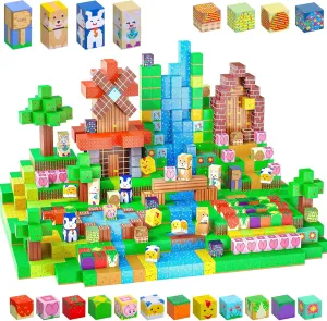 Magnetic Blocks-120PCS Farm Magnetic Building Blocks,STEM Montessori Sensory Toys for Toddlers Kids Boys Girls Ages 3-5 4-8 5-7,Magnets Toy for Toddler 3  Year Old