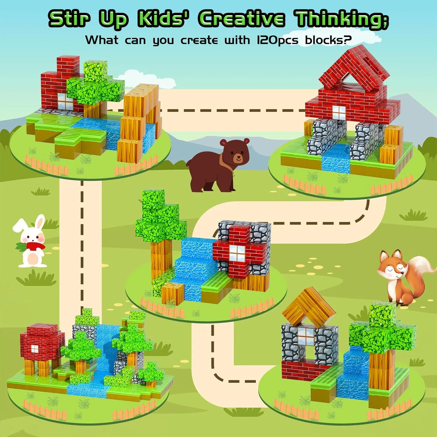 Magnetic Blocks - 120PCS Magnetic Cubes Building Toys Set for Kids,Toddler Montessori Creative Educational Toy,STEM Sensory Toys for Boys & Girls Ages 4-8 6-8 8-12,Game Gift for Kids Ages 3 