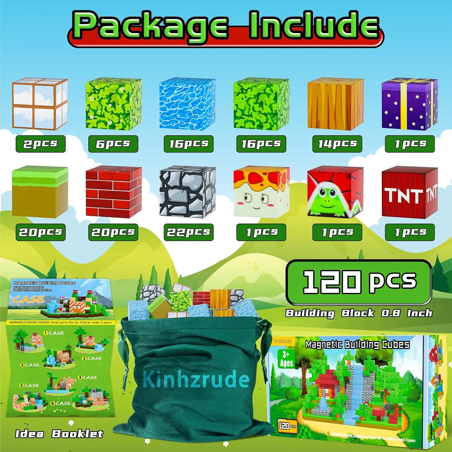 Magnetic Blocks - 120PCS Magnetic Cubes Building Toys Set for Kids,Toddler Montessori Creative Educational Toy,STEM Sensory Toys for Boys & Girls Ages 4-8 6-8 8-12,Game Gift for Kids Ages 3 