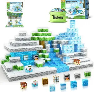 Magnetic Blocks-Build Mine Magnet World Ice Edtion,Toys for Girls Age 3 4 5 6 7 8 Princess Castle STEM Sensory Kids Games Toys for Toddler Christmas Birthday Gifts for 3  Years Old Girls & Boys