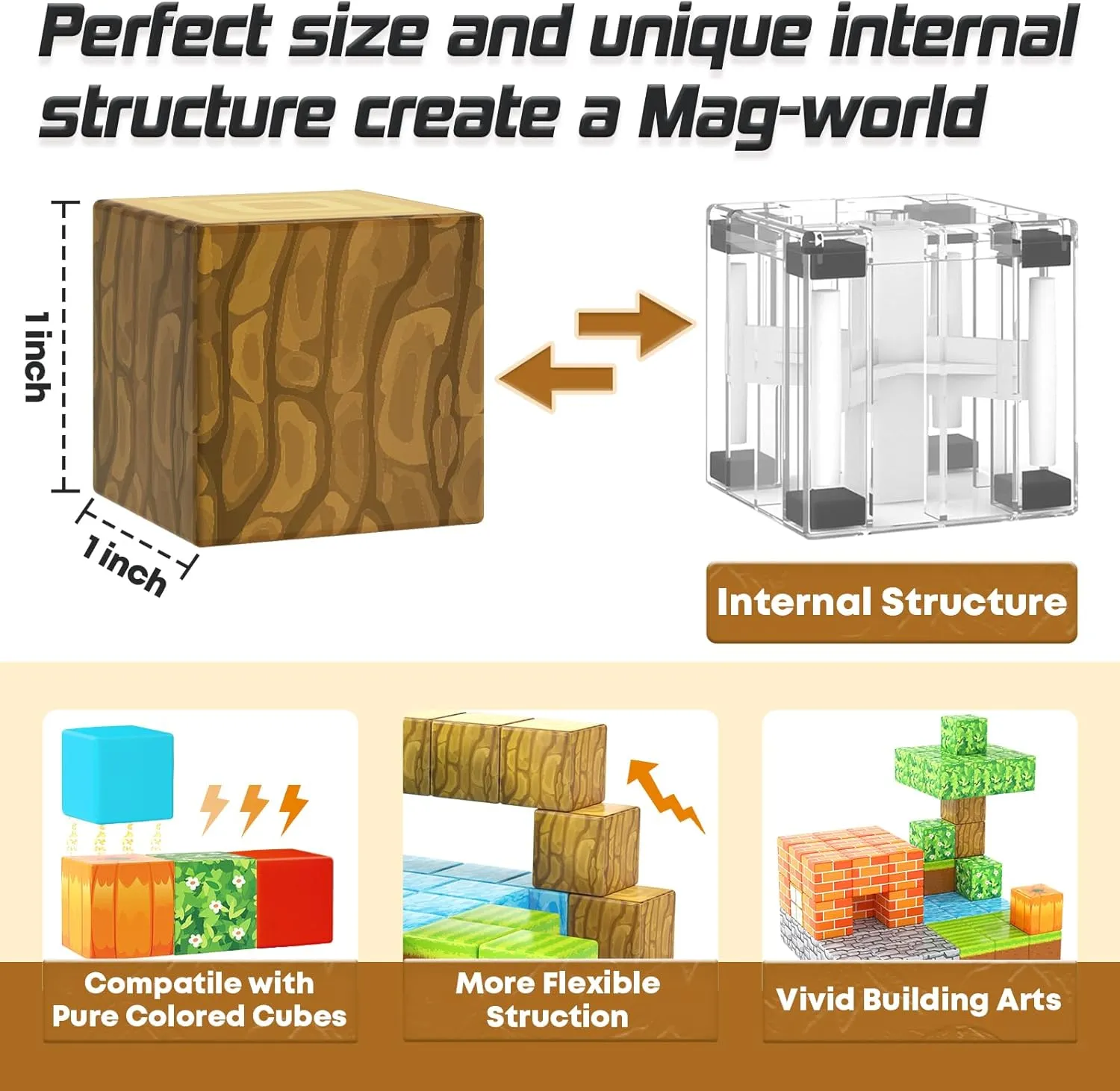 Magnetic Blocks-Build Mine Magnet World Pumpkin Edition Kids Games Toys for Boys Girls 3  Years Old Magnetic STEM Construction Toys Ages 4-6 6-8 5-7 for Halloween Birthday Gifts