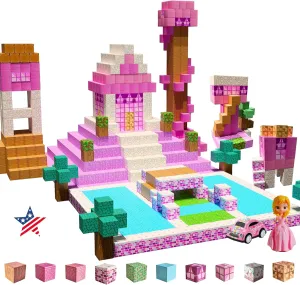 Magnetic Blocks - Create Pink Wonderland with Our Princess Blocks 112 pcs Polar Cubes DreamHouse Magnetic Building Blocks Set Designed in USA