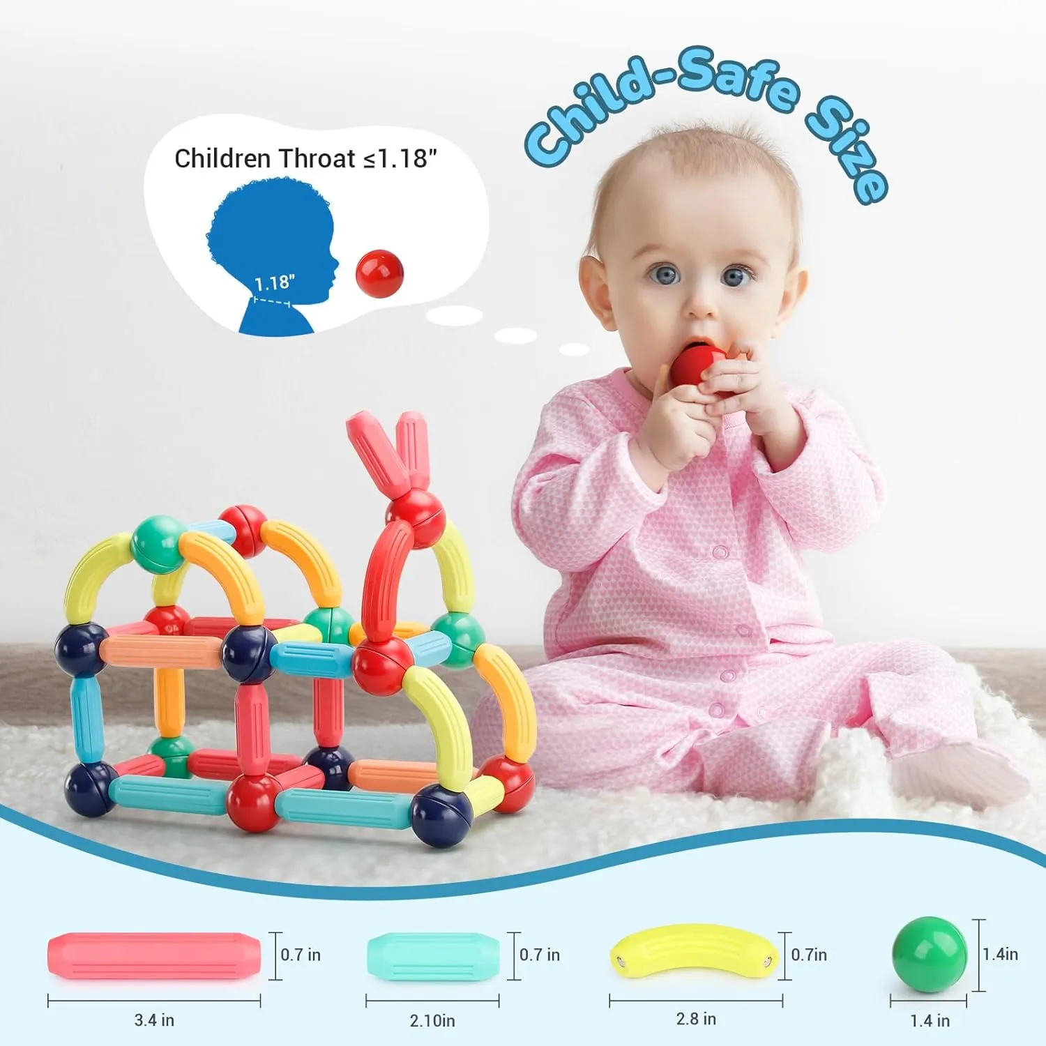Magnetic Building Blocks - STEM Learning Toys for Kids 3 , Montessori Sensory Toys with Stronger Magnets, Creative Construction Kit Gift for Boys & Girls