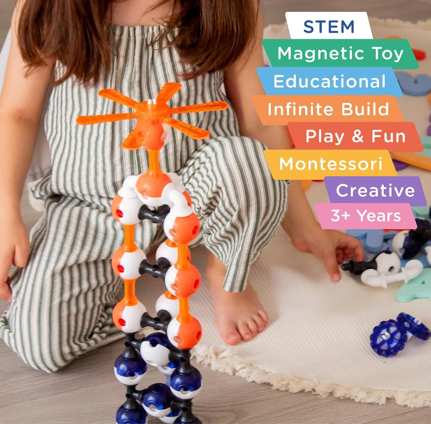 Magnetic Building Set for Kids, STEM Educational Toys for 3  Year Old Boys and Girls, Space Planet Blocks